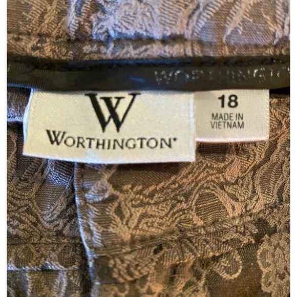 Worthington Womens Patterened Brown Plus Size 18 Cropped Pants - Picture 5 of 9